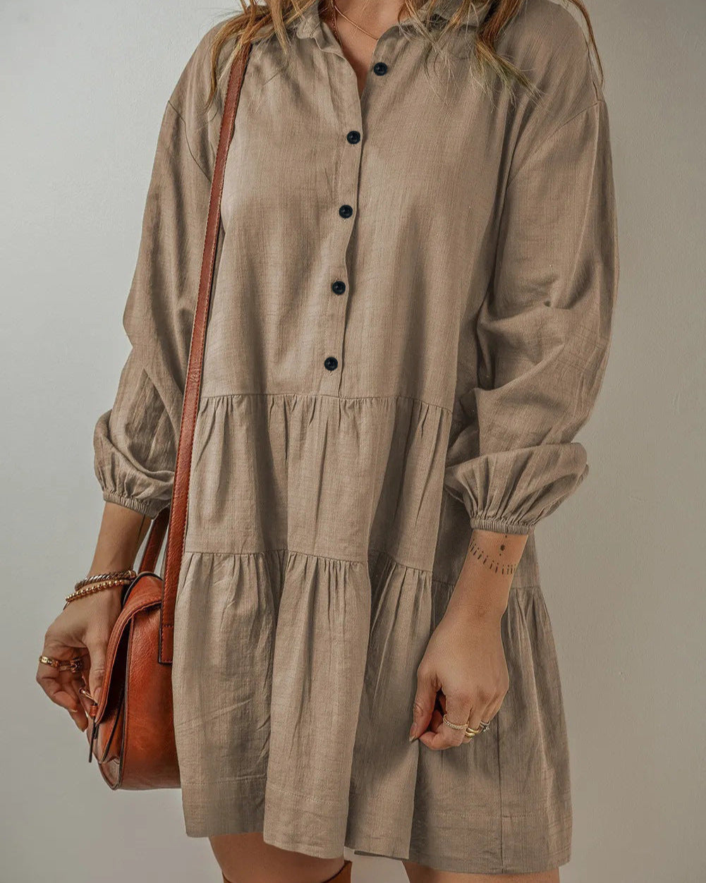 Kasaey – Women’s Solid Color Long Sleeve Dress