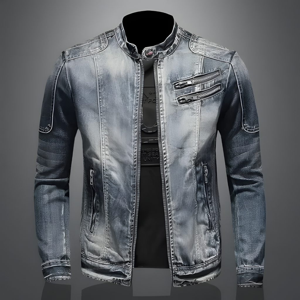 DECLAN | CONTEMPORARY CASUAL MEN’S DENIM MOTOR JACKET
