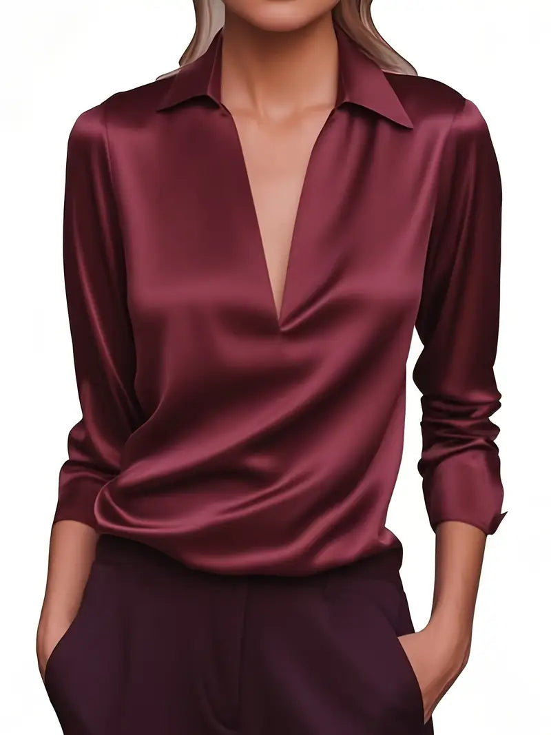 Jenel – Satin Women’s V-Neck Blouse