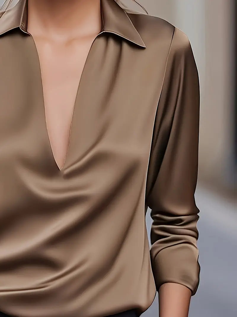 Jenel – Satin Women’s V-Neck Blouse