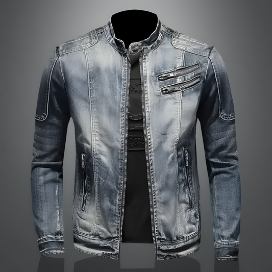 DECLAN | CONTEMPORARY CASUAL MEN’S DENIM MOTOR JACKET