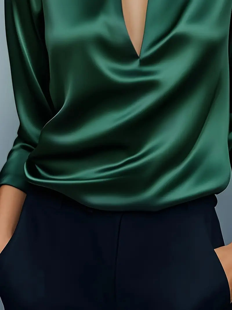 Jenel – Satin Women’s V-Neck Blouse