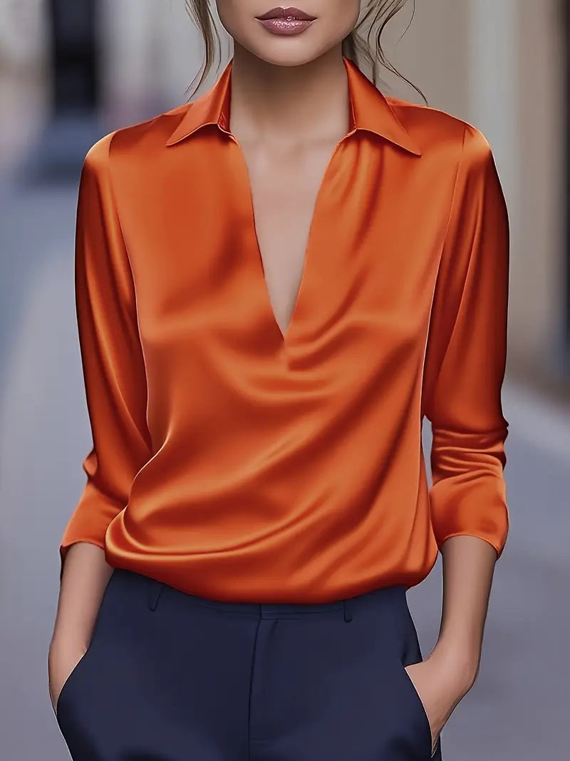 Jenel – Satin Women’s V-Neck Blouse