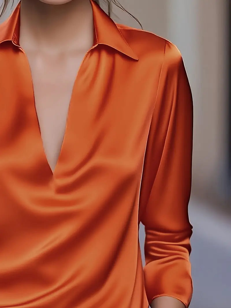 Jenel – Satin Women’s V-Neck Blouse