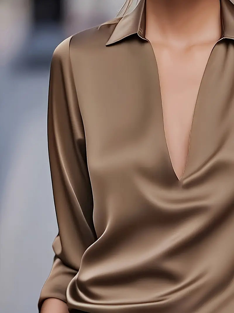 Jenel – Satin Women’s V-Neck Blouse