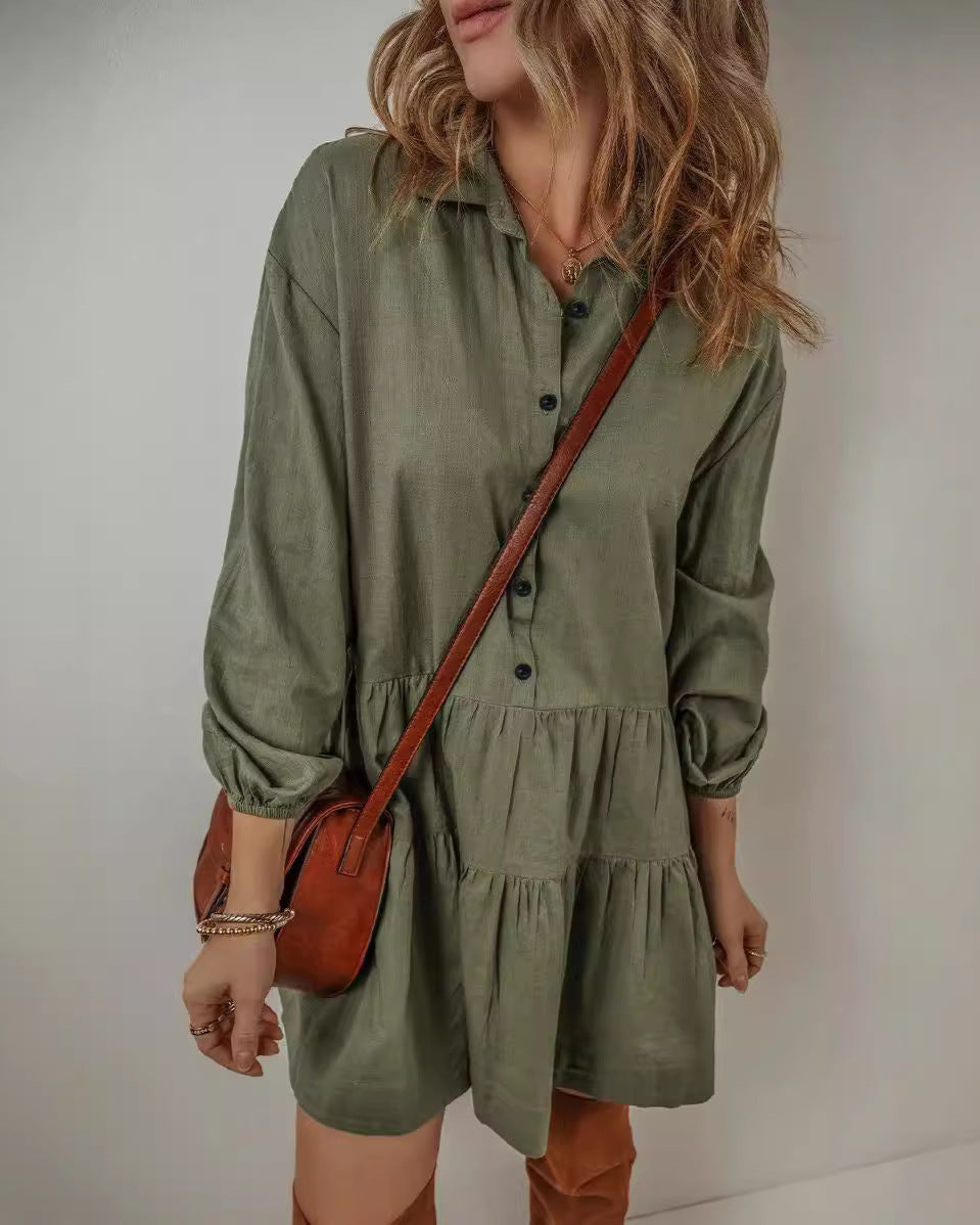 Kasaey – Women’s Solid Color Long Sleeve Dress