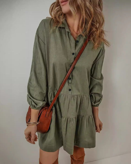 Kasaey – Women’s Solid Color Long Sleeve Dress