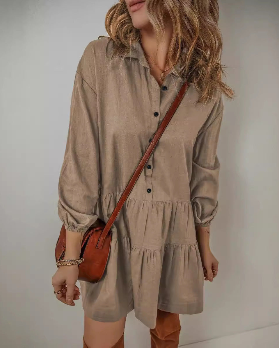 Kasaey – Women’s Solid Color Long Sleeve Dress