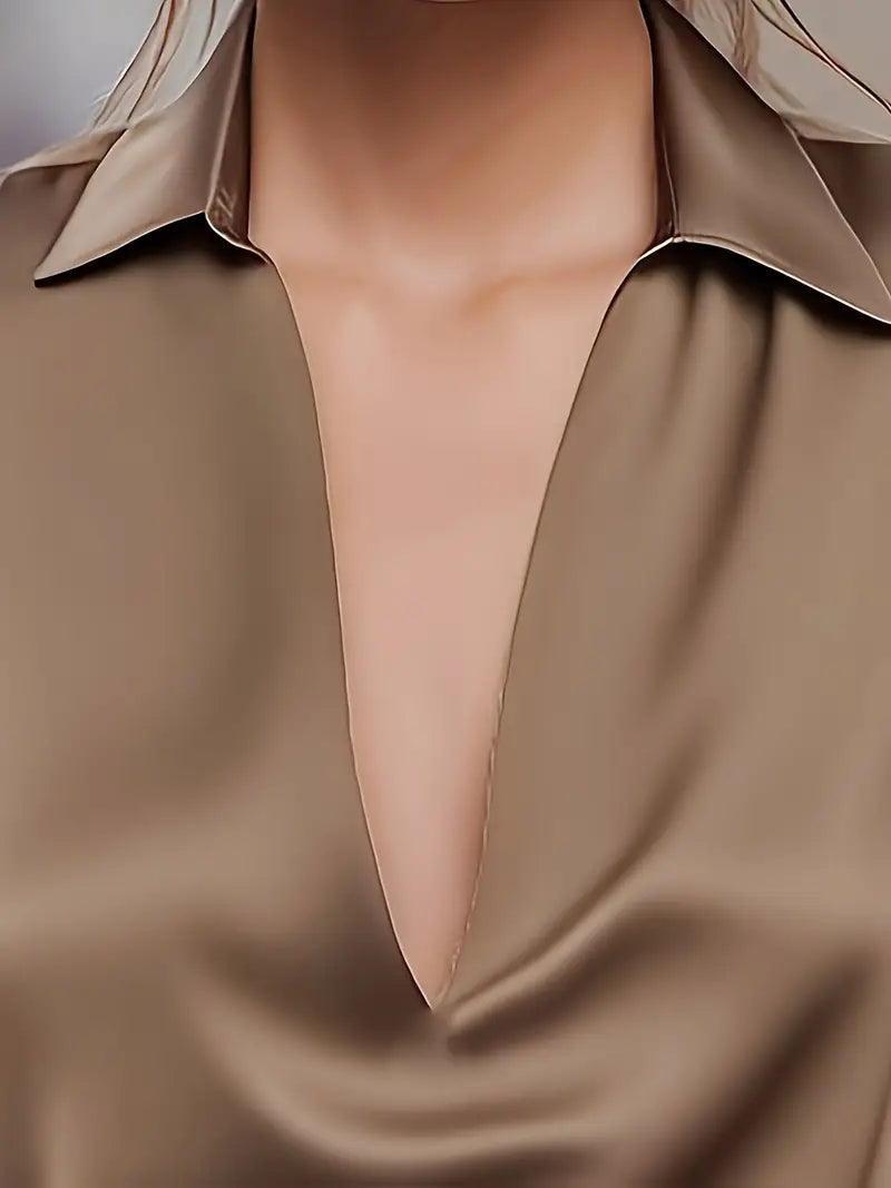 Jenel – Satin Women’s V-Neck Blouse