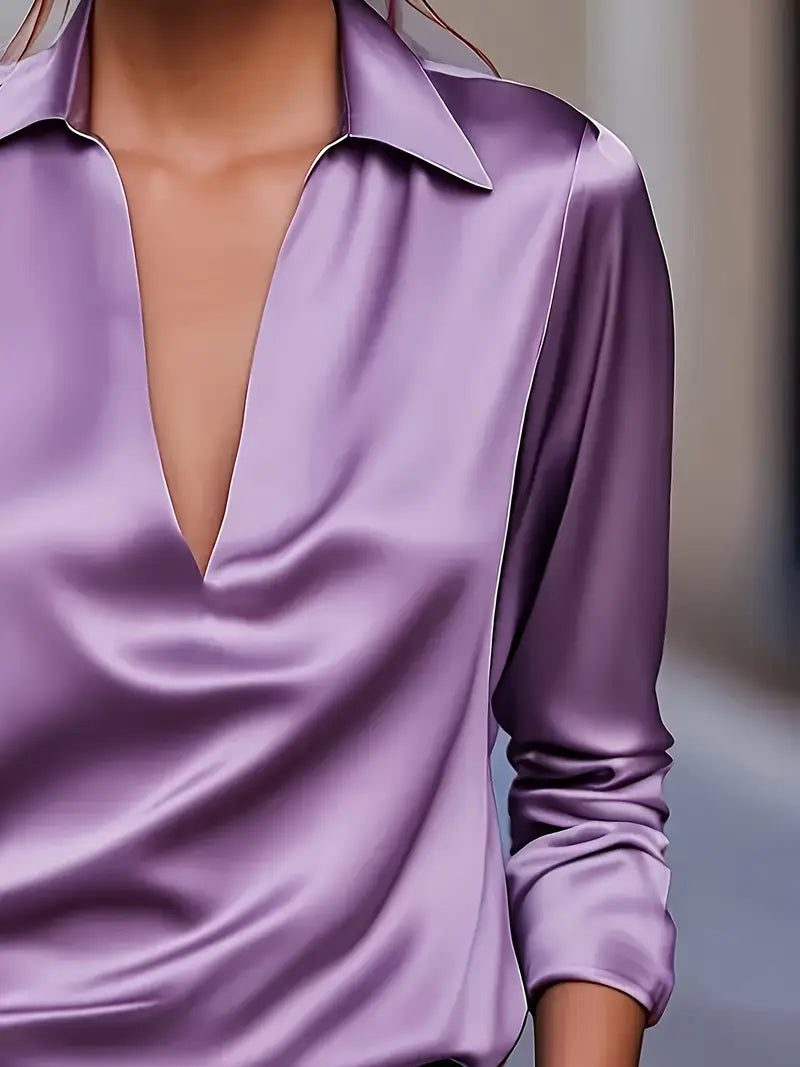 Jenel – Satin Women’s V-Neck Blouse
