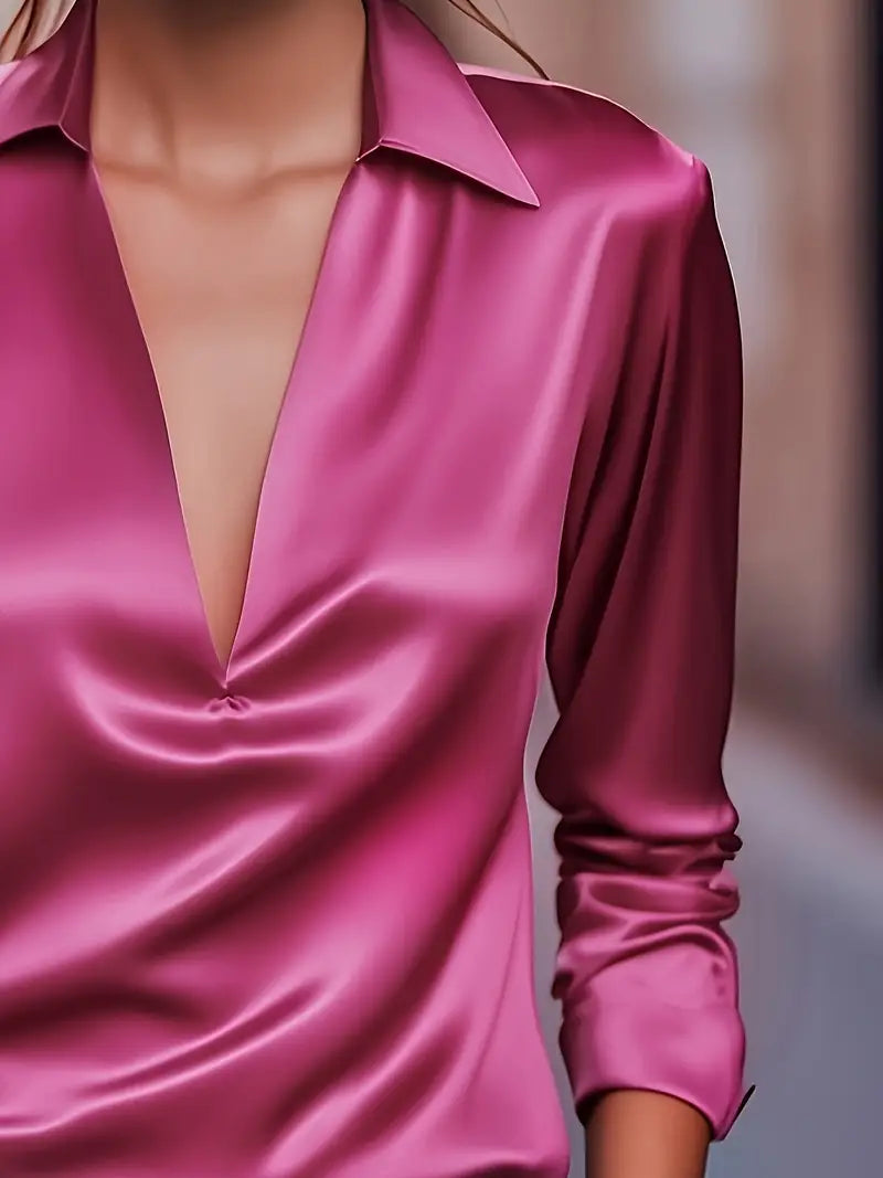 Jenel – Satin Women’s V-Neck Blouse