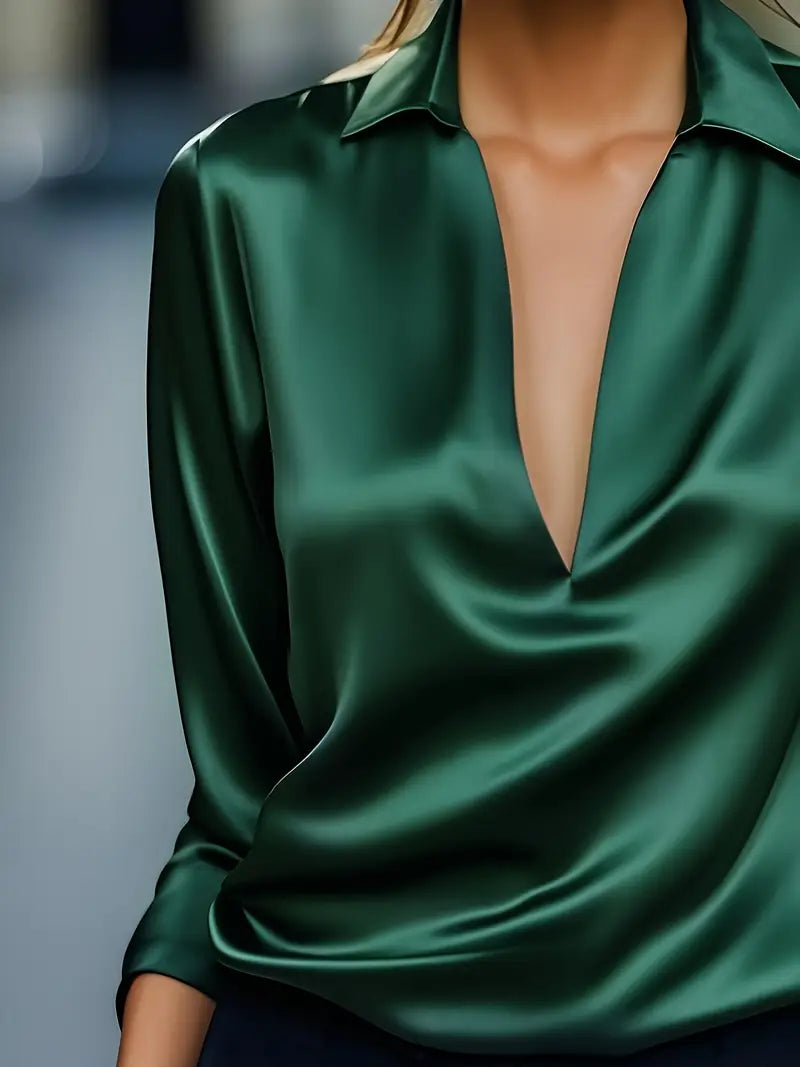 Jenel – Satin Women’s V-Neck Blouse