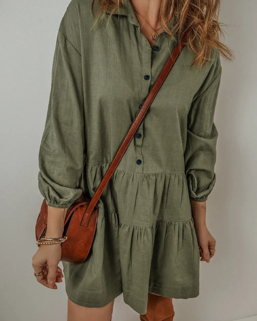 Kasaey – Women’s Solid Color Long Sleeve Dress