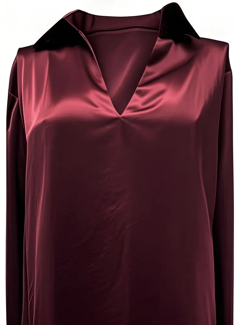 Jenel – Satin Women’s V-Neck Blouse
