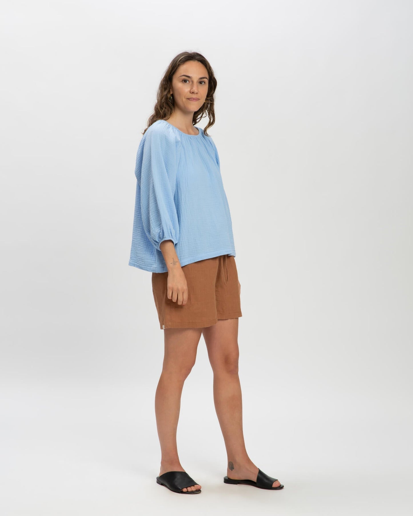 Addison – Powder Blue Long-Sleeve Blouse for Women