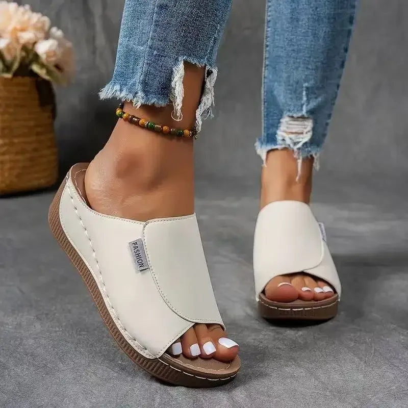 Yessa – Breathable Leather Women’s Wedge Mules