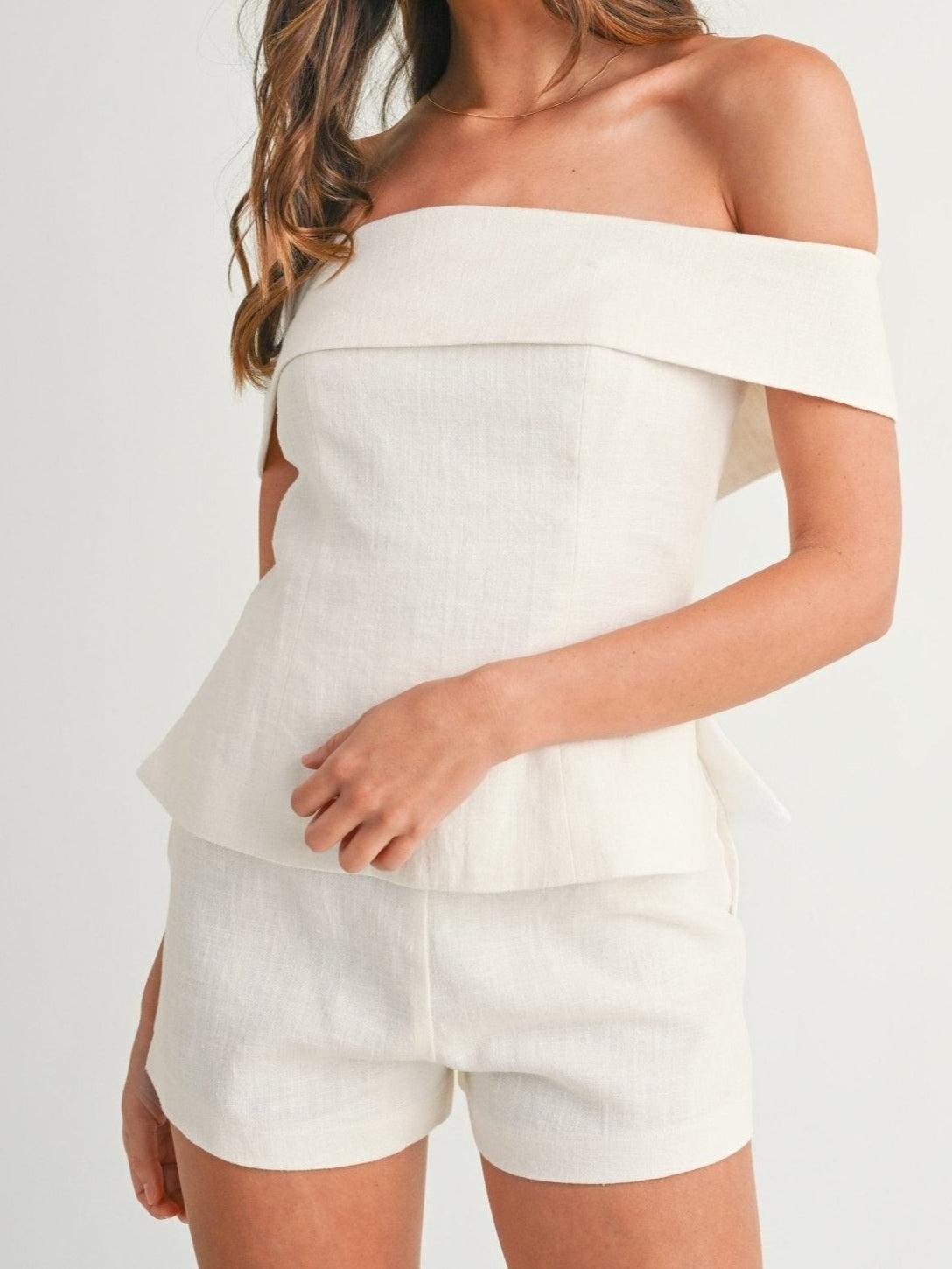 SOPHIE | WHITE COTTON AND LINEN TWO-PIECE SUIT