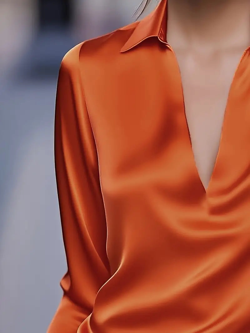 Jenel – Satin Women’s V-Neck Blouse