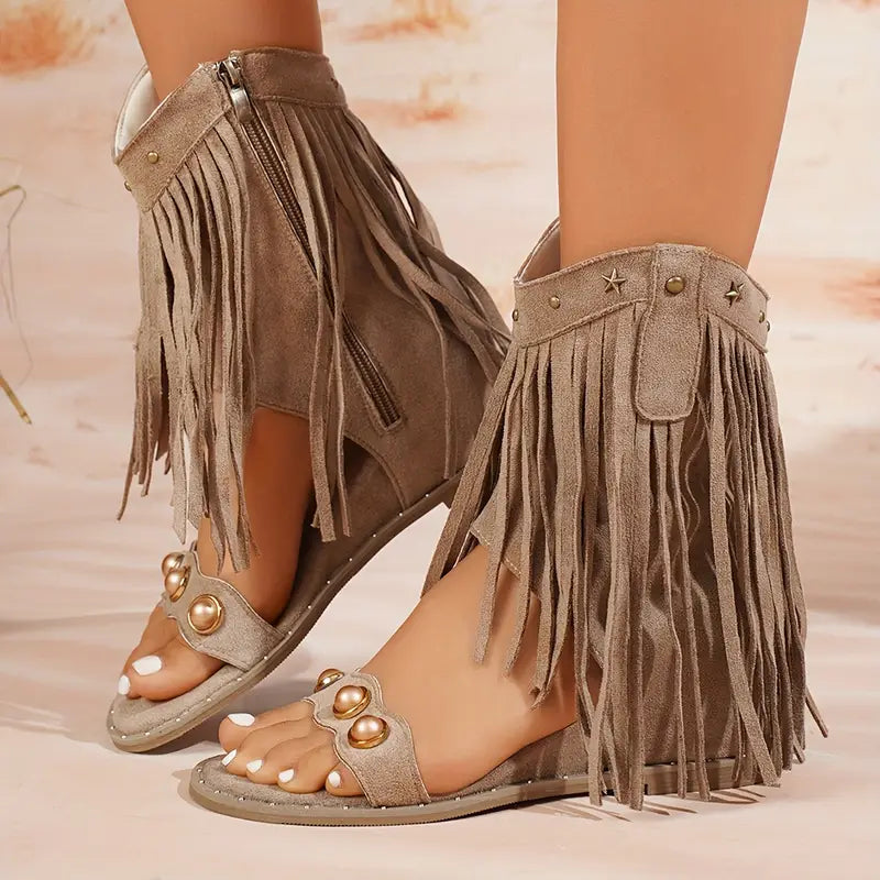 Danica – Bohemian Comfort Women’s Fringed Sandals