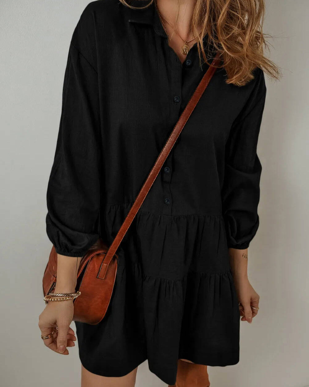 Kasaey – Women’s Solid Color Long Sleeve Dress