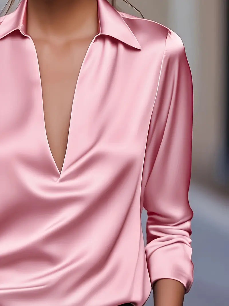 Jenel – Satin Women’s V-Neck Blouse